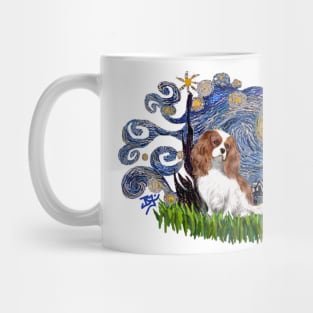 Cavalier King Charles Spaniel (Blenheim) in Starry Night Adaptation Mug